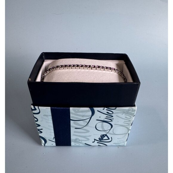 Oliver Weber Amethyst Swarovski Crystal Stretch Bracelet In Gift Box - Picture 2 of 8
